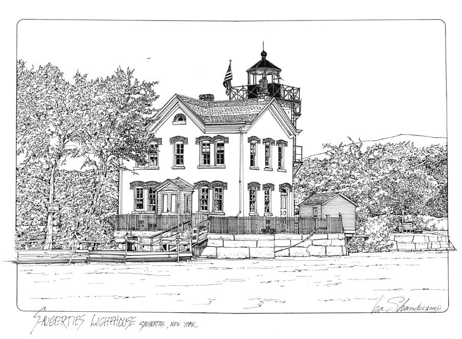 Saugerties Lighthouse Drawing by Ira Shander