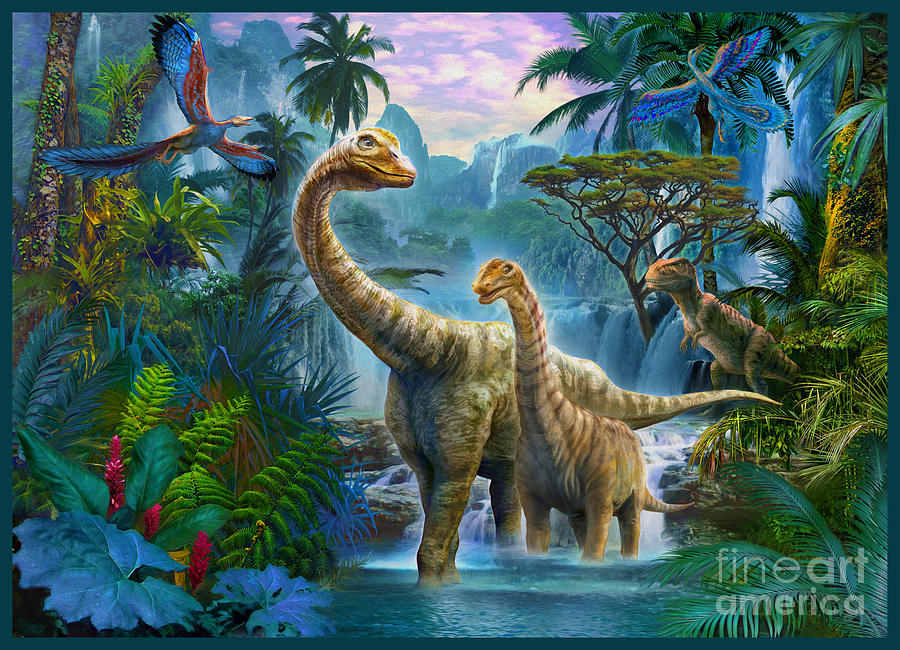 Jungle Digital Art - Sauropods II by MGL Meiklejohn Graphics Licensing