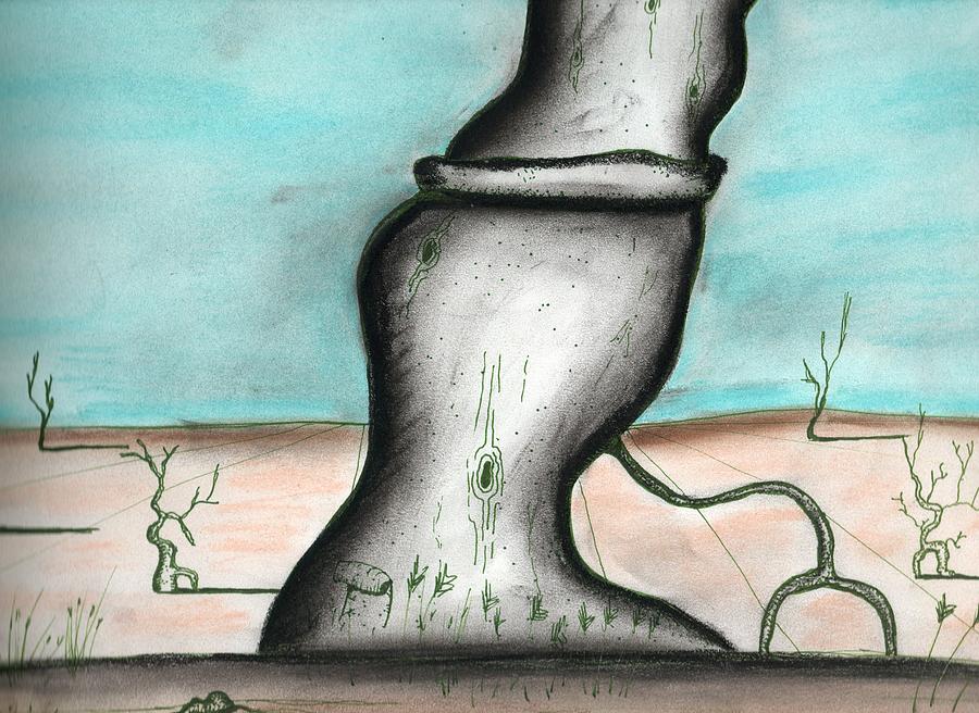Savage Tree in the Desert Drawing by Dan Twyman