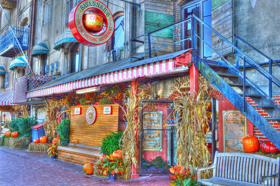 Brick Photograph - Savannah candy shop painted by Linda Covino