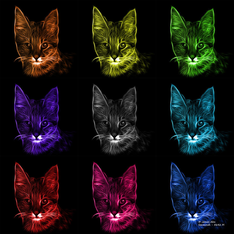 Savannah Cat Pop Art - 5462 F -BB Digital Art by James Ahn