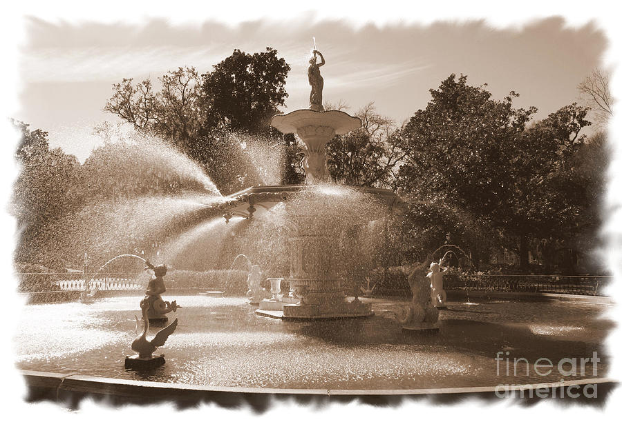 Savannah Fountain In Sepia Photograph by Carol Groenen