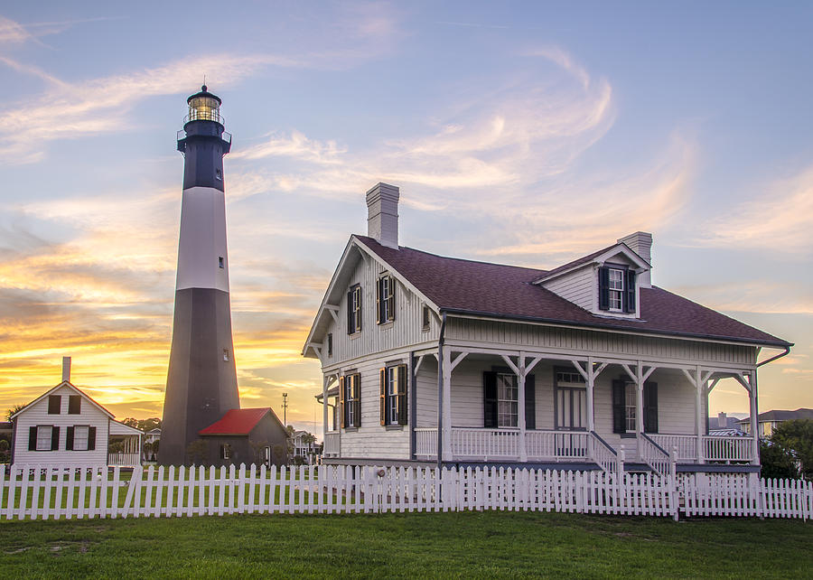 Savannah GA Tybee Lighthouse Sunset Photograph by Robert Stephens