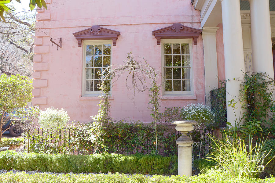 Savannah The Olde Pink House Restaurant Architecture - Savannah Romantic Pink House and Gardens  Photograph by Kathy Fornal