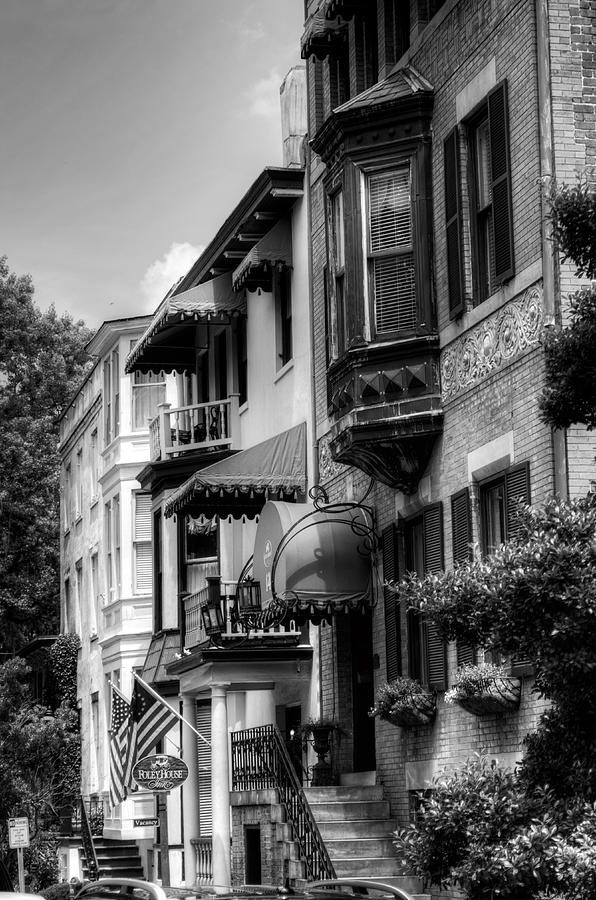 Savannahs Foley House Inn in Black and White Photograph by Greg and Chrystal Mimbs
