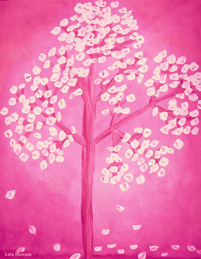 Savannas Pink Tree Painting by Lora Mercado