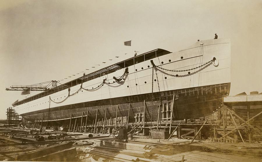 Ship Photograph - Savarona Yacht In Shipyard by Hagley Museum And Archive Ship Photograph - Savarona Yacht In Shipyard by Hagley Museum And Archive