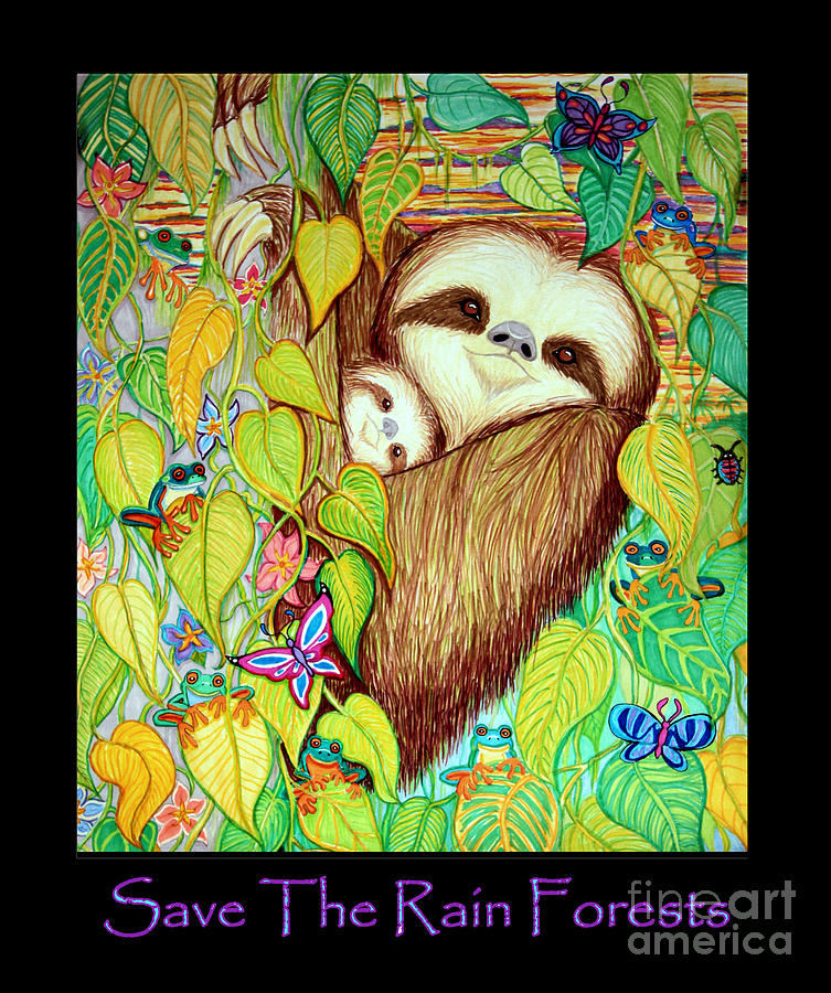 Save The Rain Forests Drawing by Nick Gustafson