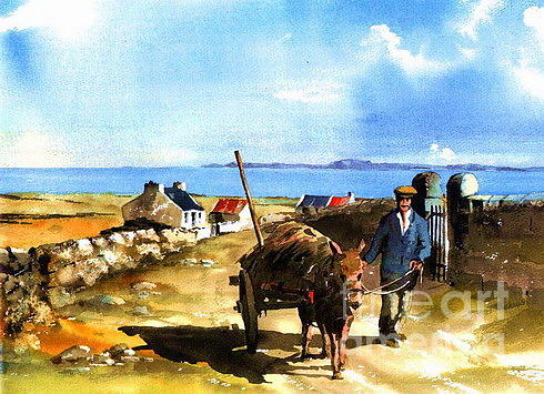 Saving the Seaweed Doonbeg   Clare Painting by Val Byrne