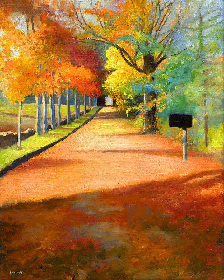 Sawmill Road Autumn Vermont Landscape Painting by Catherine Twomey