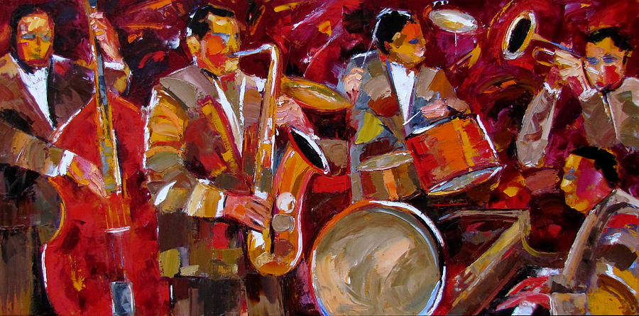Drum Painting - Sax And Friends by Debra Hurd