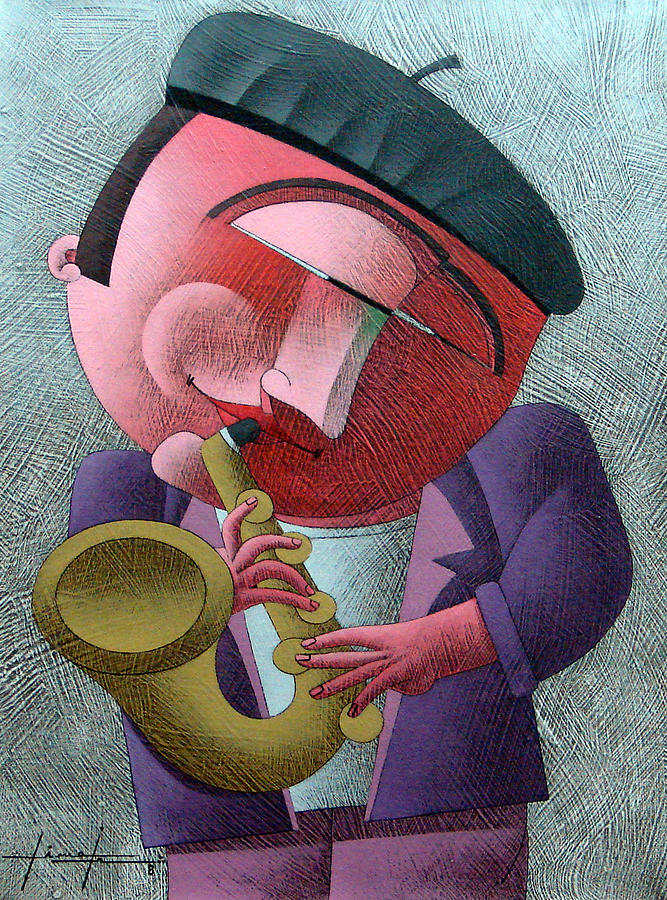 Jazz Painting - Sax in autumn by Lima Jr