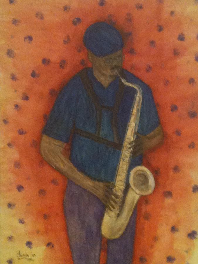 Sax Man Painting by Larry Farris