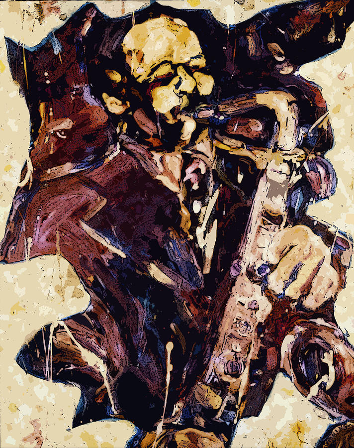 Jazz Painting - Sax Man One by Faye Cummings