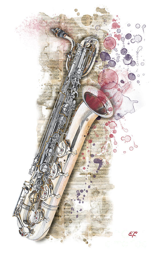 Jazz Painting - Saxophone 01 - Elena Yakubovich by Elena Daniel Yakubovich