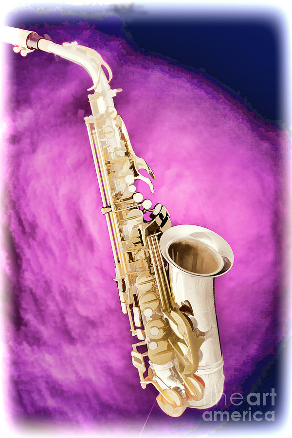 Saxophone Jazz Instrument Bell Painting in Color 3272.02 Photograph by M K Miller