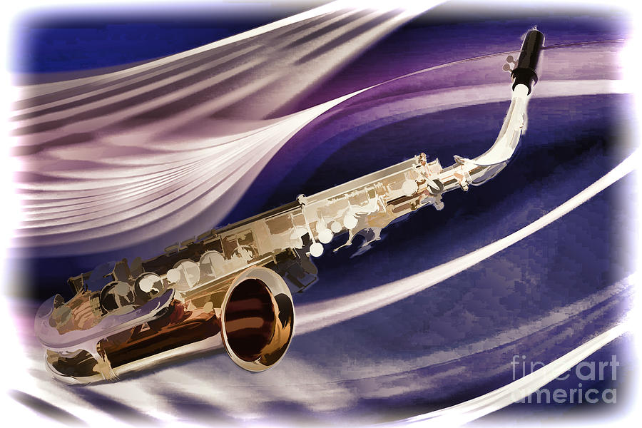 Saxophone Music in Space Painting in Color 3250.02 Painting by M K Miller