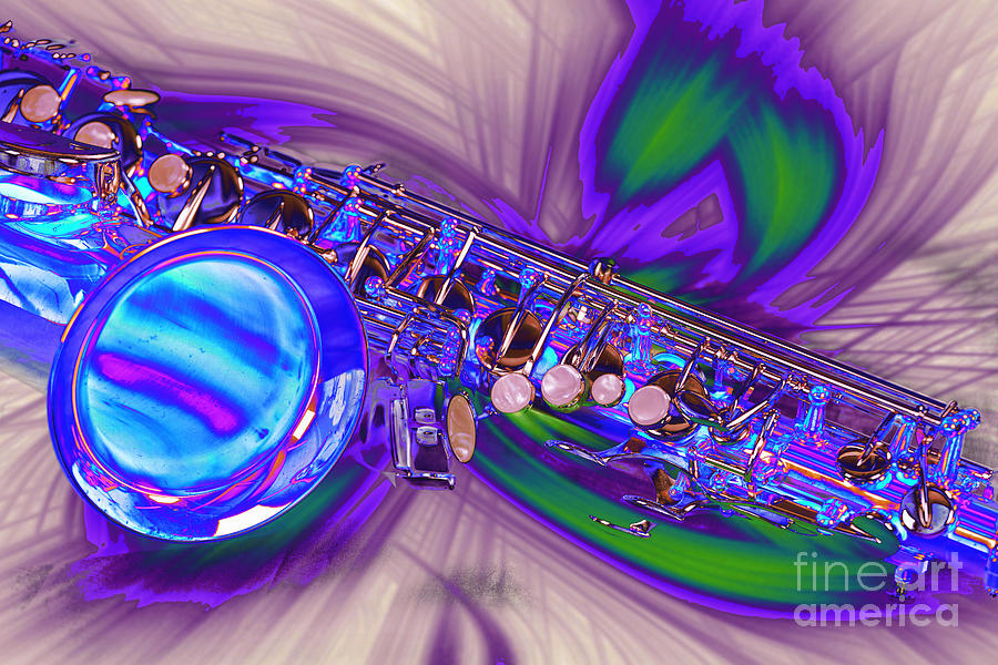 Saxophone Swirl Music Art in Color 3248.03 Photograph by M K Miller