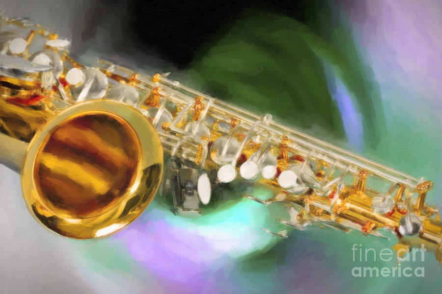 Saxophone Swirl Music Painting in Color 3249.02 Painting by M K Miller