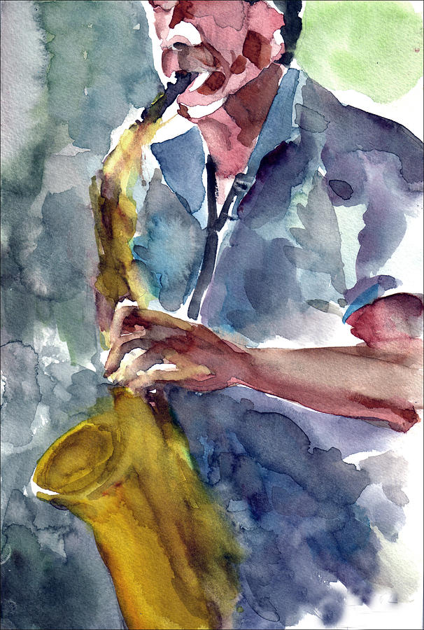 Saxophonist Painting by Faruk Koksal
