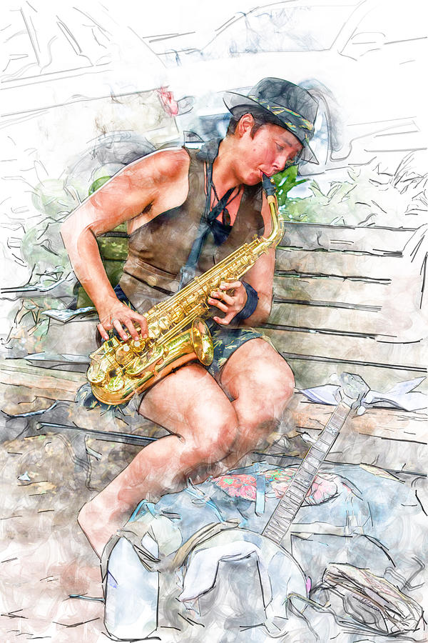 Saxy Jazz Digital Art by John Haldane