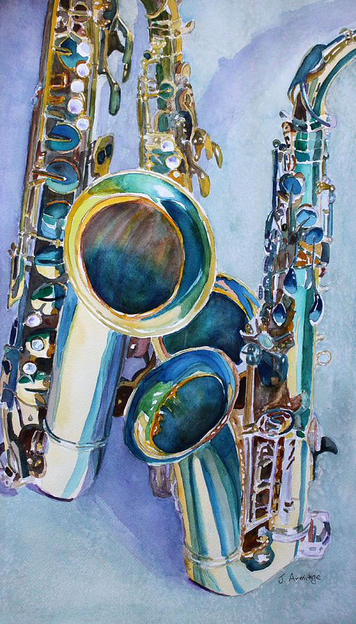 Bass Painting - Saxy Trio by Jenny Armitage