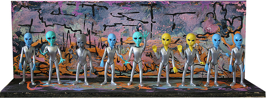 Alien Mixed Media - Say Hello Wave Goodbye by Andy Waudby