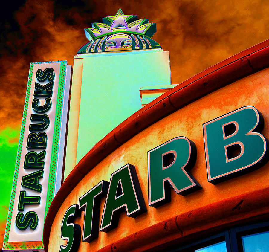 Coffee Photograph - Peekaboo Starbucks by David Lee Thompson