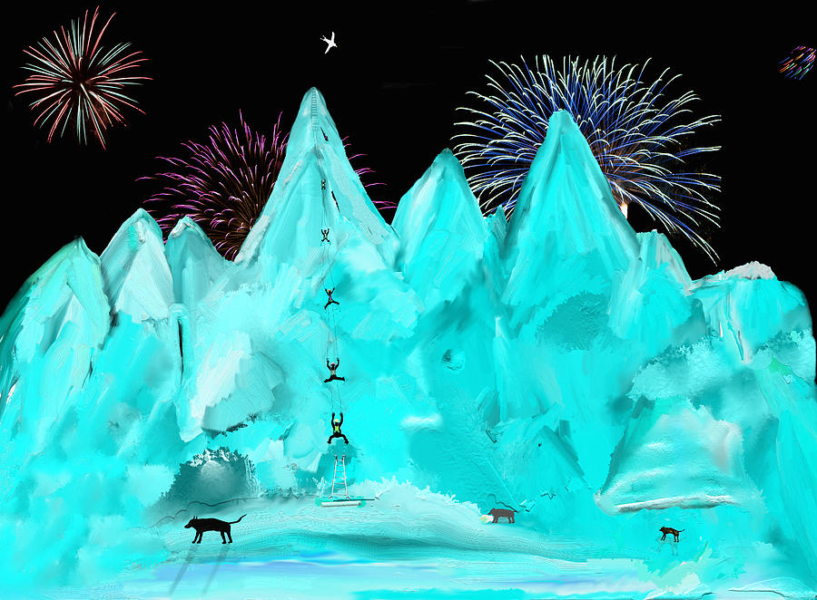 Scaling Ice Mountain Digital Art by SC Heffner