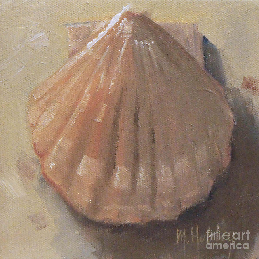 Shell Painting - Scallop Shell Beach Seashell by Mary Hubley