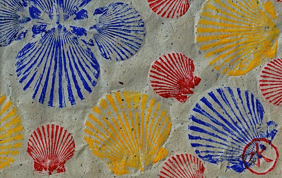 Gyotaku Mixed Media - Scallops - Seafood Rainbow by Jeffrey Canha