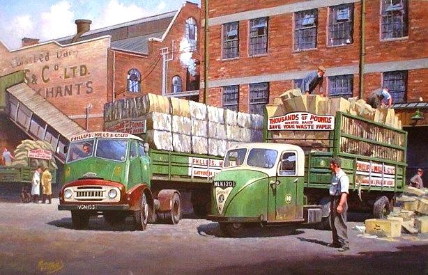Scammell mechanical horse. Painting by Mike Jeffries