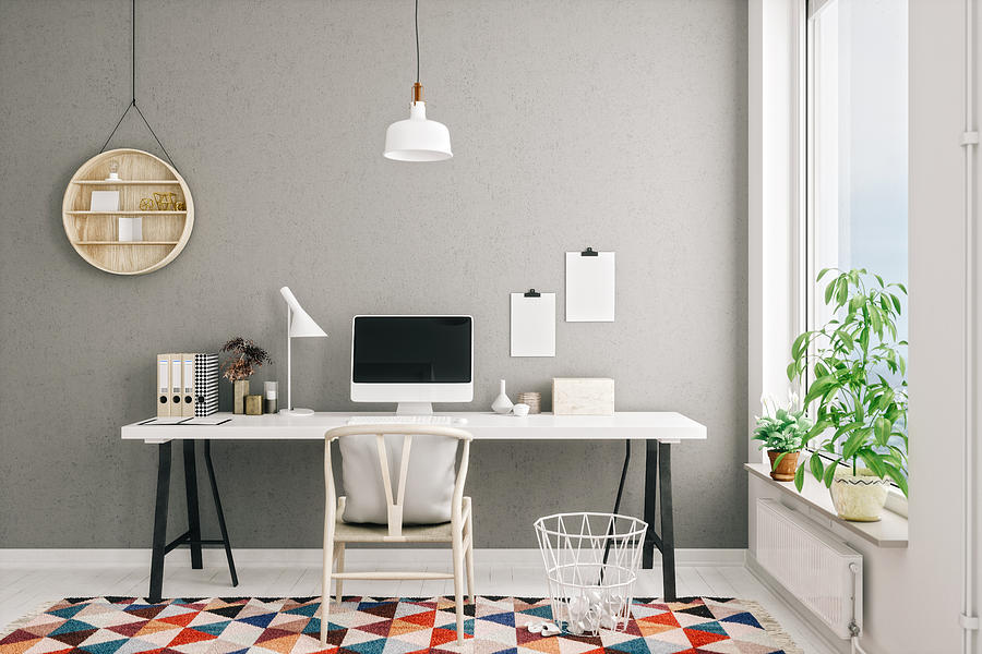 Scandinavian Style Modern Home Office Interior Photograph by Imaginima