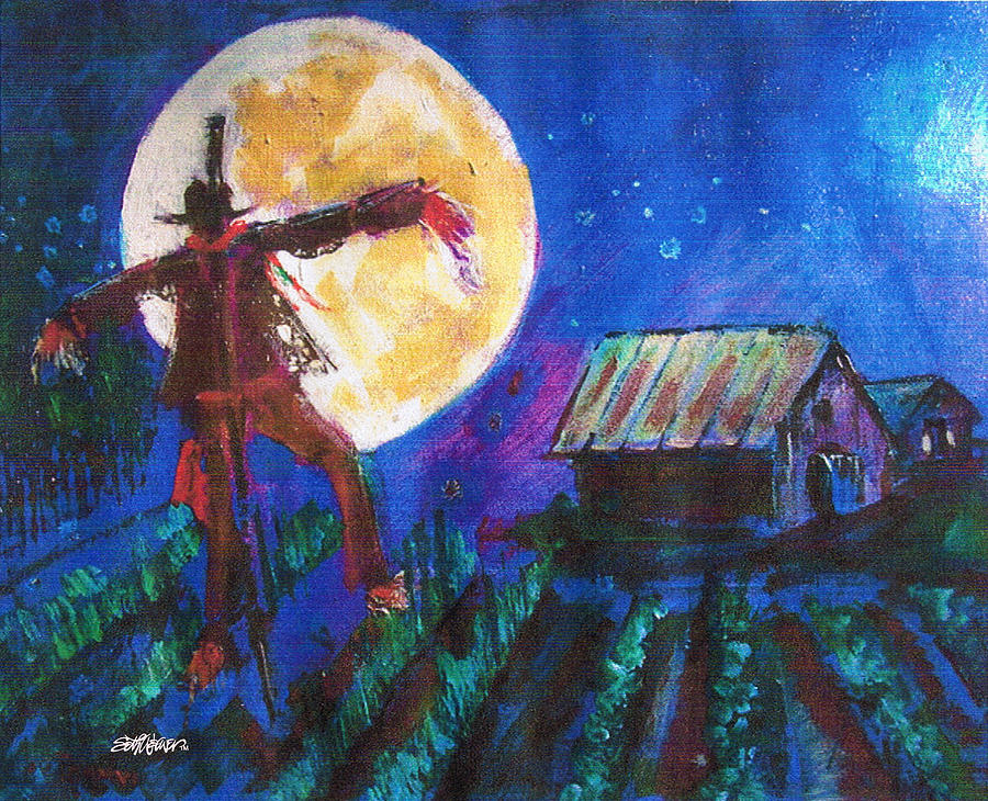 Scarecrow Dancing with the Moon Painting by Seth Weaver