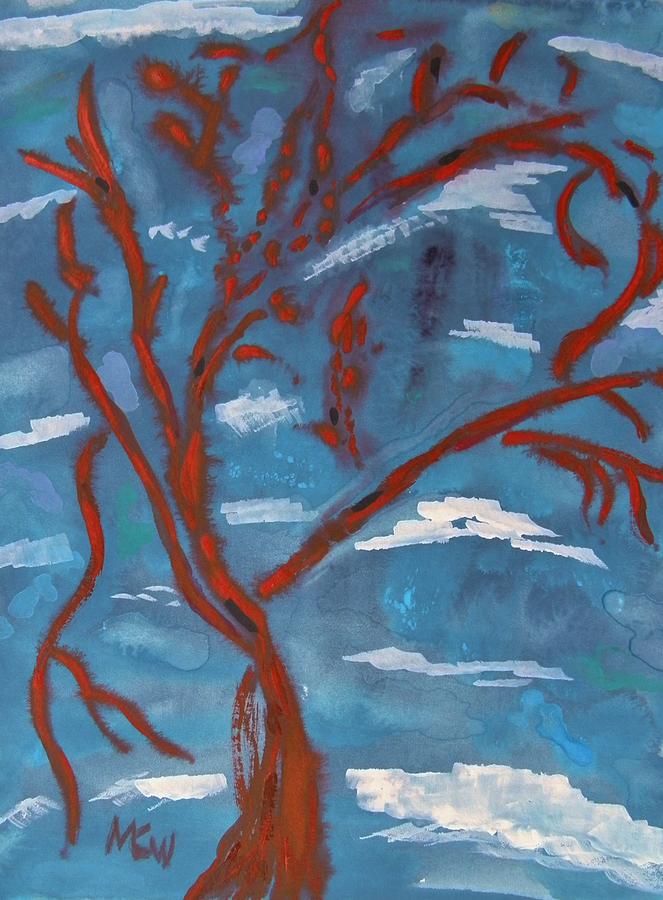 Scarlet Branches Painting by Mary Carol Williams