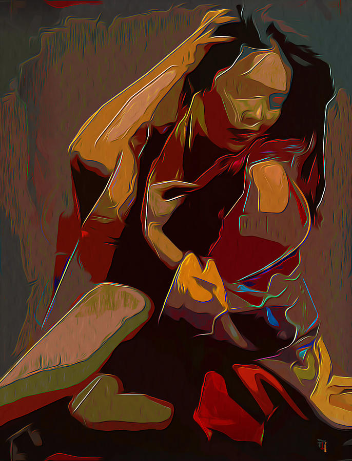 Woman Painting - Scarlet by  Fli Art