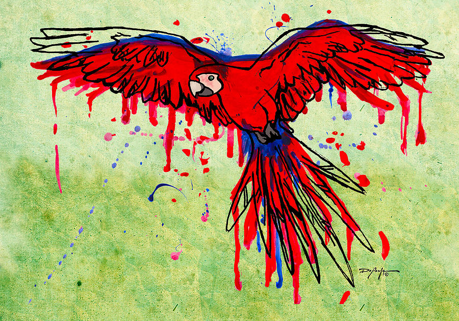 Bird Painting - Scarlet Macaw by William Depaula Bird Painting - Scarlet Macaw by William Depaula