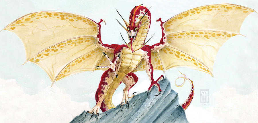 Scarlet Spotted Dragon Mixed Media by Melissa A Benson