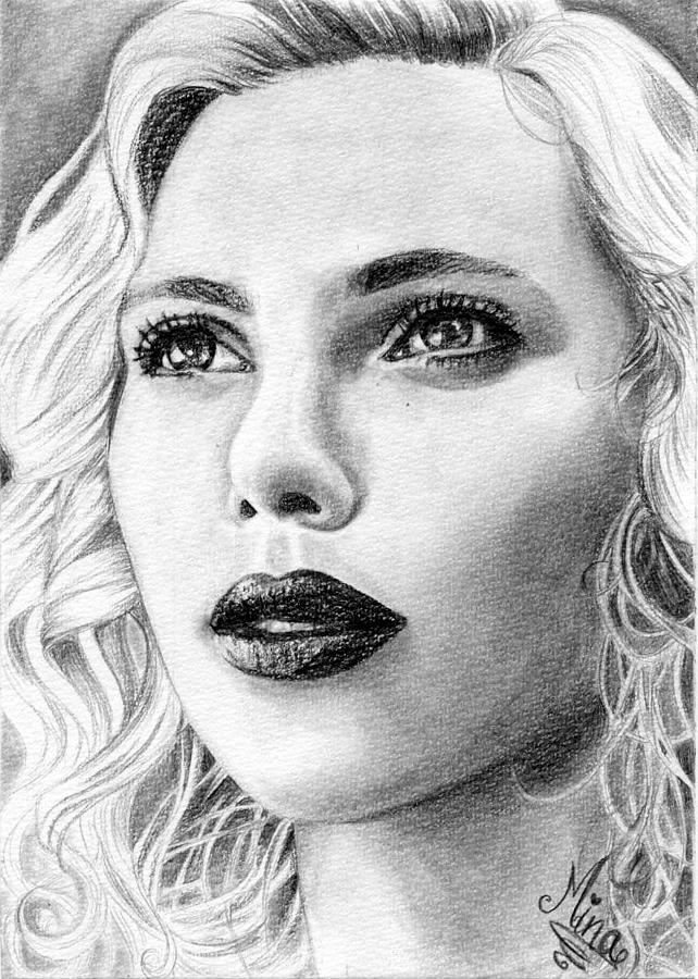 Scarlett Johansson Drawing by Amina Belhadj - Fine Art America