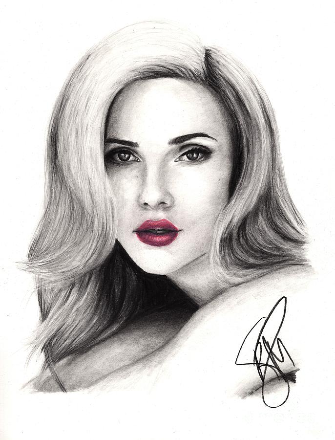 Scarlett Johansson Drawing by Rosalinda Markle