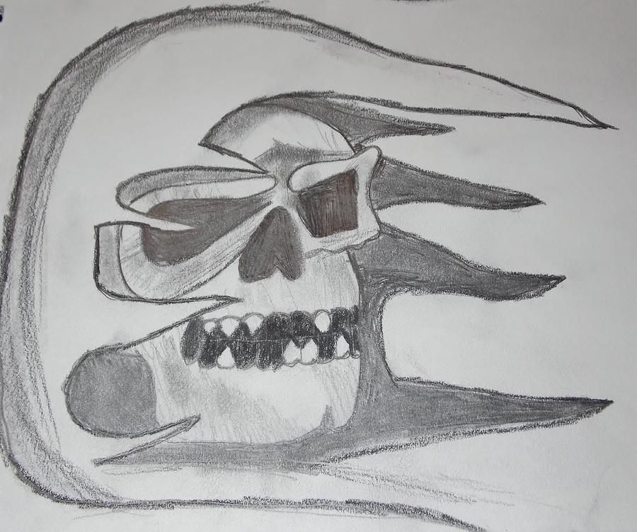Skull Drawing - Scary by Mellissa Boyd