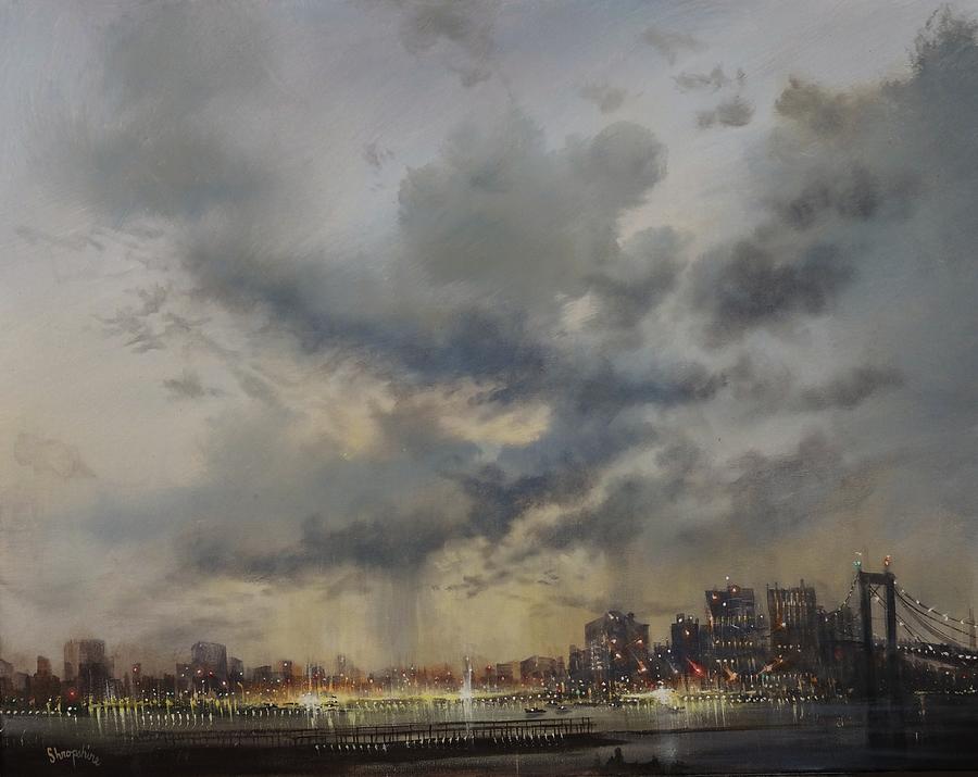 Scattered Showers New York City Painting by Tom Shropshire