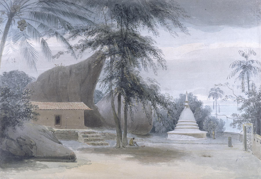 Landscape Photograph - Scene Between Galle And Matura, About Six Miles From Galle, C.1801 Wc & Bodycolour Over Graphite by Samuel Daniell