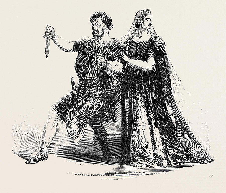 Vintage Drawing - Scene From Macbeth by English School