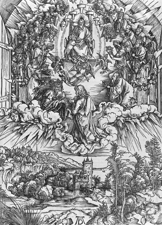 Albrecht Durer Painting - Scene from the Apocalypse by Albrecht Durer