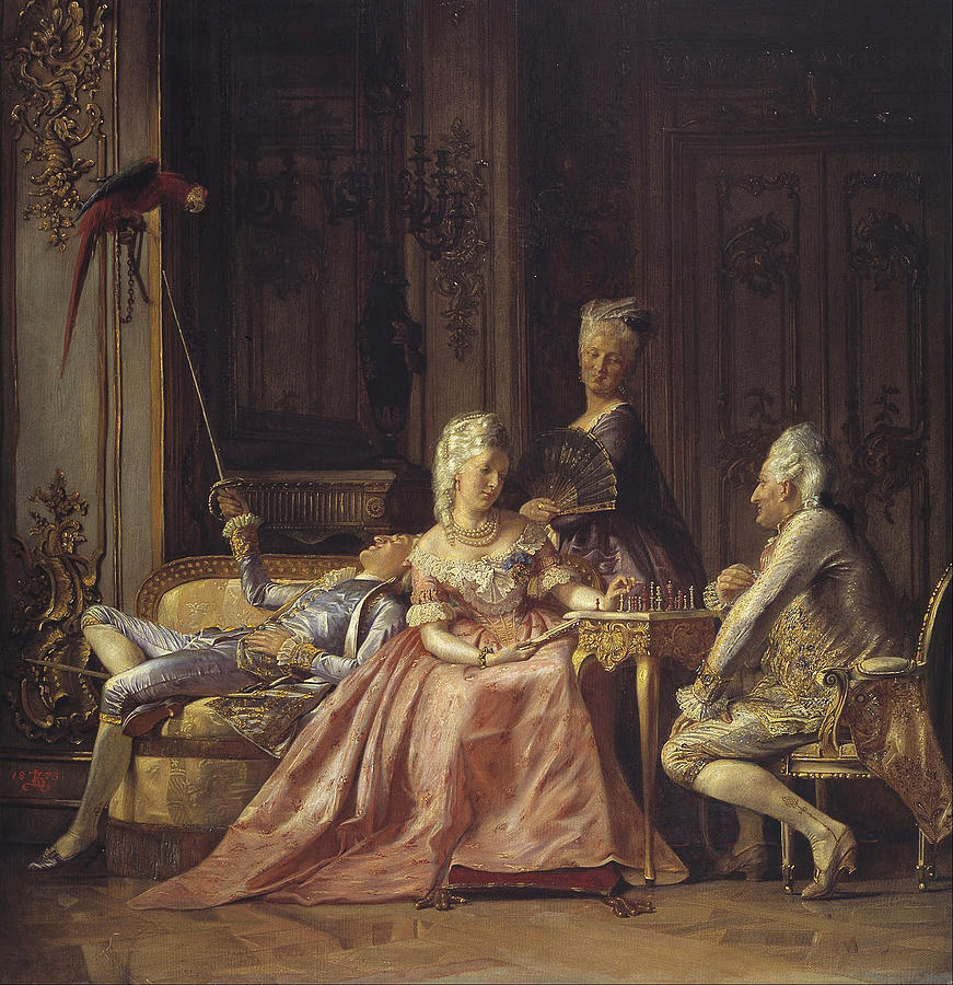 Scene from the court of Christian VII Painting by Kristian Zahrtmann