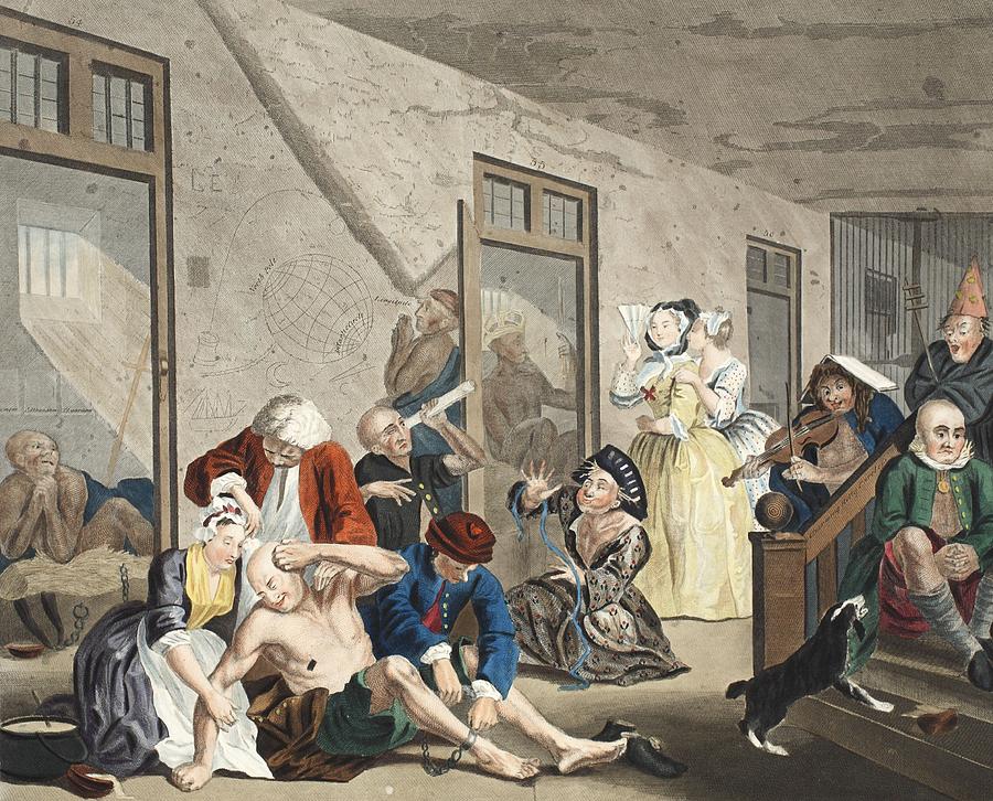 Violin Drawing - Scene In Bedlam, Plate Viii, From A by William Hogarth