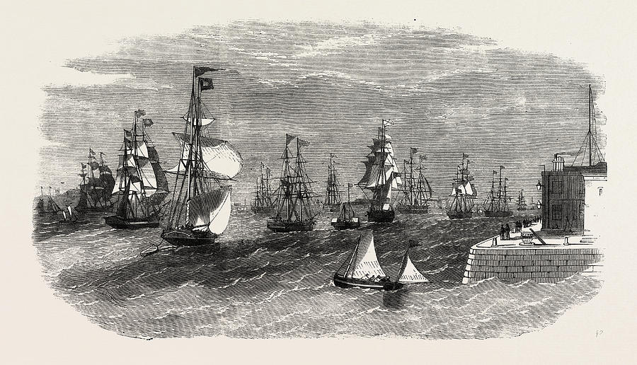 Vintage Drawing - Scene In The Mersey On The Termination Of The Late Gale by English School