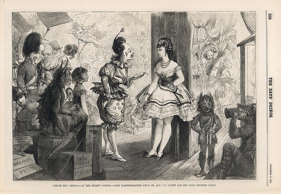 Panto Drawing - Scene In The Wings During A Pantomime by Mary Evans Picture Library