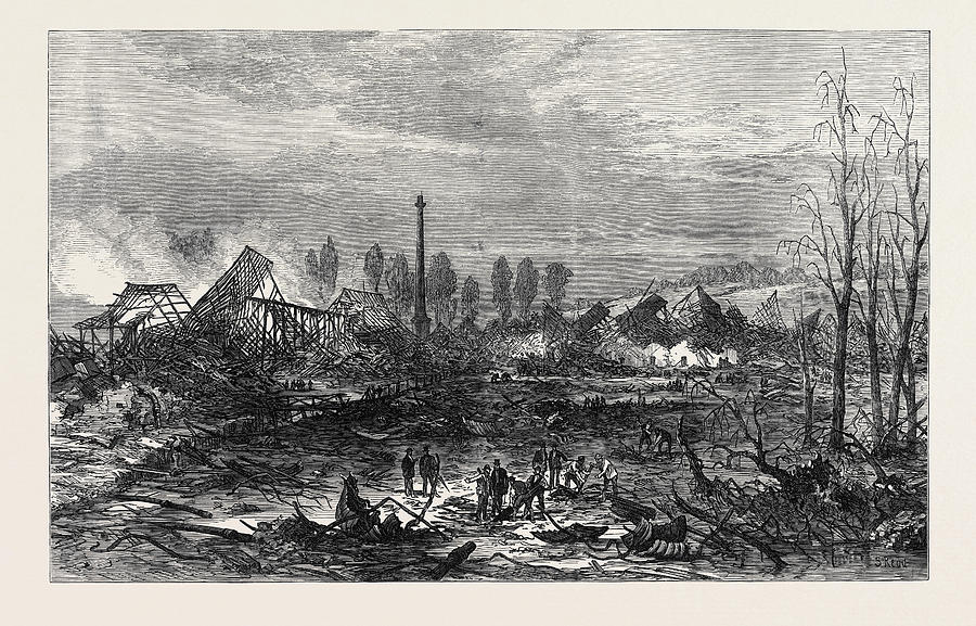 Scene Of The Gun-cotton Explosion At Stowmarket 1871 Drawing By English 